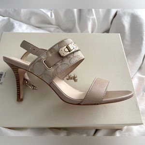 Coach light Khaki Raya Sandals Heels size 8.5